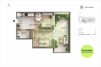 mieszkanie na sprzedaż 39m2 mieszkanie Warszawa, Włochy, Popularna 35