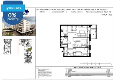 Do sprzedania nowoczesne 3-pokojowe mieszkanie 55 m² w Bydgoszczy mieszkanie Bydgoszcz, Bartodzieje Małe, Filmowa
