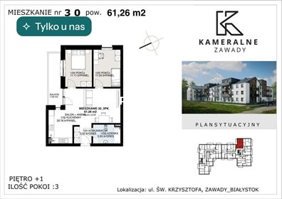 Nowoczesne 3-pokojowe mieszkanie z balkonem w Zawadach zapraszam mieszkanie Białystok, Zawady