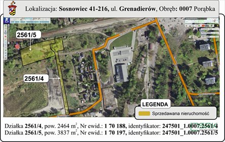 działka na sprzedaż 6301m2 działka Sosnowiec, Porąbka, Grenadierów
