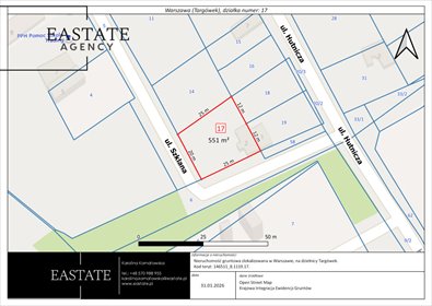 działka na sprzedaż 551m2 działka Warszawa, Targówek Fabryczny, Szklana