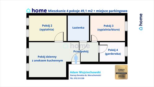 Polecam funkcjonalne 3-pokojowe mieszkanie 49 m² w Rzeszowie mieszkanie Rzeszów, Załęska