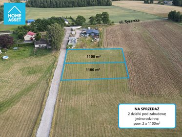działka na sprzedaż 1100m2 działka Robakowo, Rycerska