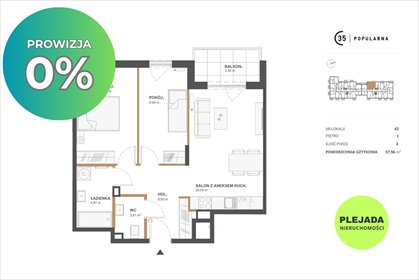 mieszkanie na sprzedaż 58m2 mieszkanie Warszawa, Włochy, Popularna