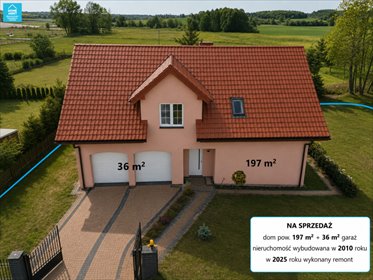 Do sprzedania przestronny dom 197 m² z dużą działką 9000 m² w Somoninie dom Somonino, Krótka