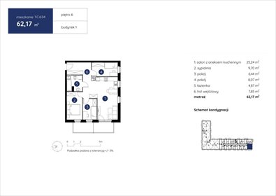 mieszkanie na sprzedaż 62m2 mieszkanie Lublin, Ponikwoda