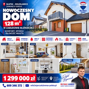 Nowoczesny bliźniak 128 m² z ogrodem i tarasem dom Słupsk, Wiązowa