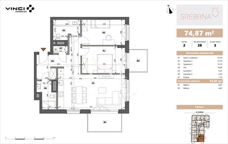 Zapraszam do 3-pokojowego apartamentu 75 m² z 2 balkonami i garażem mieszkanie Warszawa, Wola, Srebrna