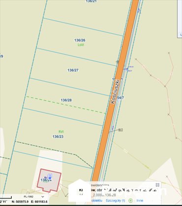 działka na sprzedaż 1287m2 działka Ostrówek, Kościuszki