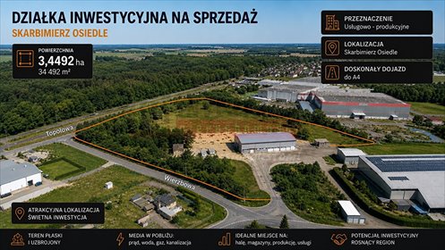 Działka inwestycyjna 34 492 m² w Skarbimierzu (MPZP) działka Skarbimierz Osiedle