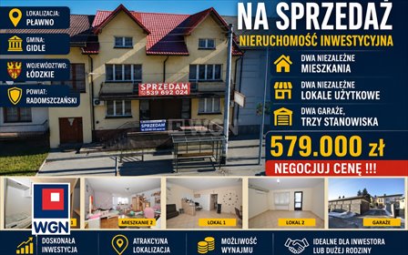 Dom 270 m² z niezależnymi mieszkaniami i lokalami zapraszam dom Pławno, Plac Wolności
