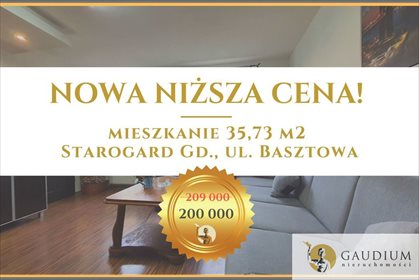 mieszkanie na sprzedaż 36m2 mieszkanie Starogard Gdański, Basztowa