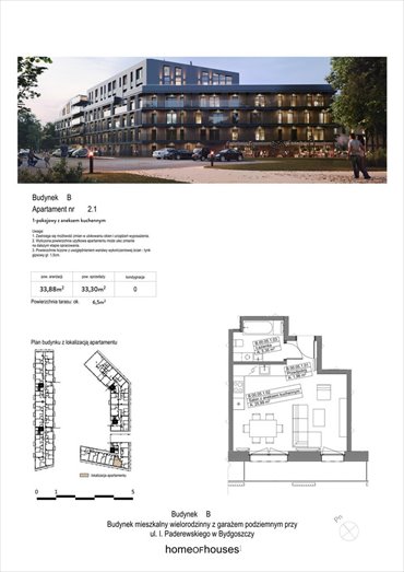 mieszkanie na sprzedaż 33m2 mieszkanie Bydgoszcz, Bartodzieje, Ignacego Paderewskiego