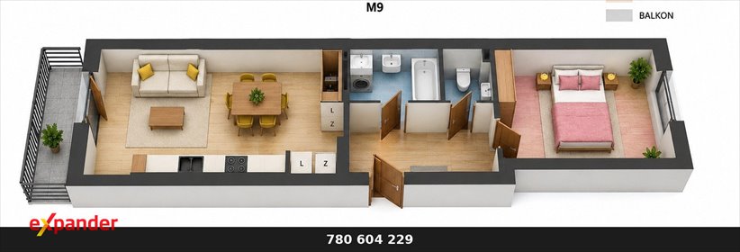 Nowe 2-pokojowe mieszkanie 46,39 m² z balkonem w Rumi polecam mieszkanie Rumia, Jeziorna