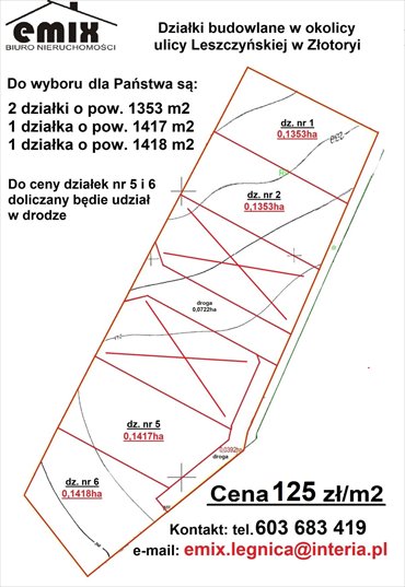 Na sprzedaż 4 działki pod zabudowę w Złotoryi działka Złotoryja, Bukowa