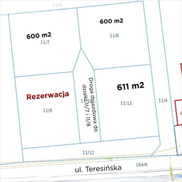 Polecam działkę 611 m² w Rudzie pod Radzyminem działka Ruda, Teresińska