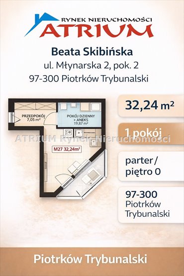 mieszkanie na sprzedaż 32m2 mieszkanie Piotrków Trybunalski