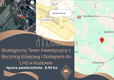 Unikatowa działka przemysłowa 6,94 ha z bocznicą kolejową - polecam! działka Kozłów