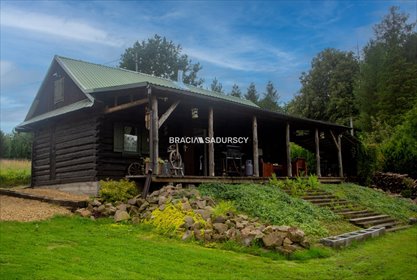 Urokliwy dom z bali 55 m2 na 1,22 ha z lasem i tarasem dom Chronów