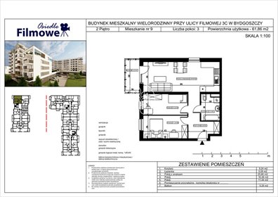 Przestronne 3-pokojowe mieszkanie z balkonem w Bydgoszczy mieszkanie Bydgoszcz, Bartodzieje Małe, Filmowa