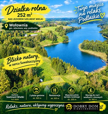 Sprzedam działkę 252 m² nad jeziorem w Wołowni działka Wołownia