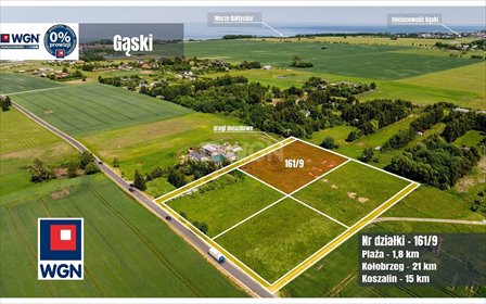 działka na sprzedaż 3001m2 działka Gąski, Piaskowa