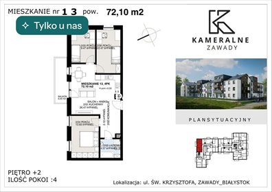 Sprzedam nowoczesne 4-pokojowe mieszkanie z balkonem w Zawadach mieszkanie Białystok, Zawady