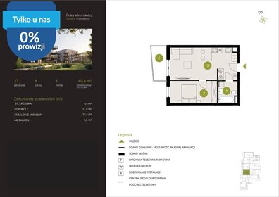Do sprzedania nowoczesne 2-pokojowe mieszkanie 40,6 m² w Bydgoszczy mieszkanie Bydgoszcz, Flisy, Mińska