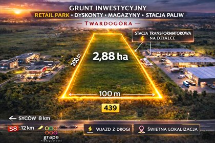 działka na sprzedaż 28806m2 działka Twardogóra, Wojska Polskiego