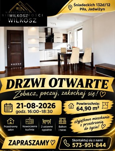 Na sprzedaż nowoczesne 3-pokojowe mieszkanie z tarasem i windą mieszkanie Piła, Jadwiżyn