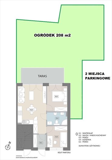 Na sprzedaż przestronne 3-pokojowe mieszkanie 44,92 m² z dużym ogrodem i dwoma miejscami parkingowymi mieszkanie Kostrzyn, Kostrzyn, Gwiazdowo
