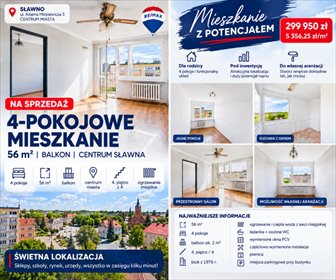 Na sprzedaż przestronne 4-pokojowe mieszkanie z balkonem w Sławnie mieszkanie Sławno, Adama Mickiewicza