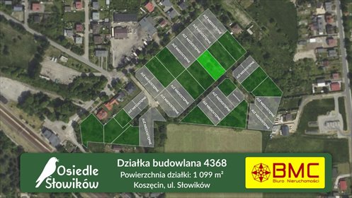 działka na sprzedaż 1099m2 działka Koszęcin, Słowików