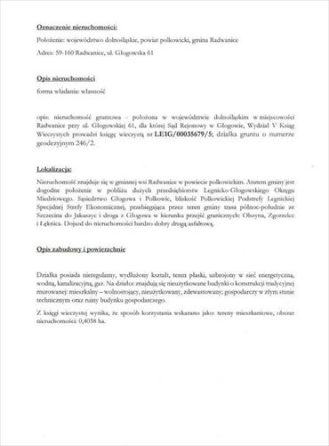 działka na sprzedaż 4038m2 działka Radwanice, 246/2, Głogowska