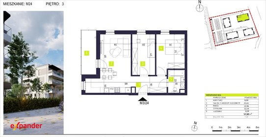 Nowoczesne 3-pokojowe mieszkanie 57,65 m² w Głogowie Małopolskim - polecam mieszkanie Głogów Małopolski, Partyzantów