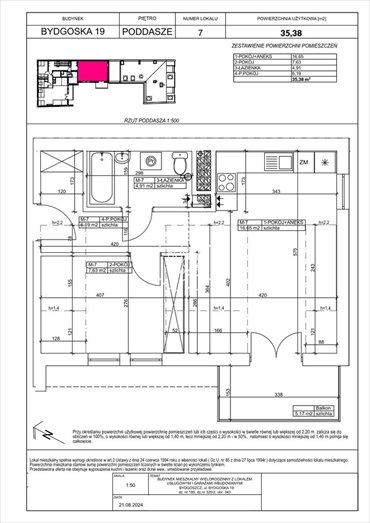 mieszkanie na sprzedaż 35m2 mieszkanie Bydgoszcz, Fordon, Bydgoska