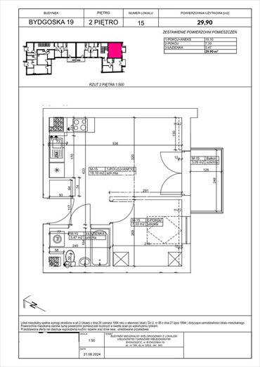mieszkanie na sprzedaż 30m2 mieszkanie Bydgoszcz, Fordon, Bydgoska