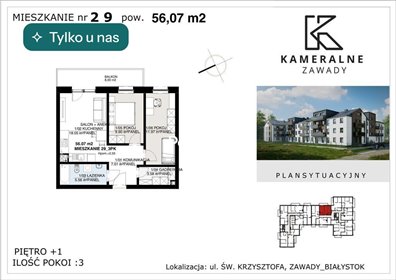 mieszkanie na sprzedaż 56m2 mieszkanie Białystok, Zawady