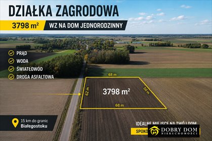 Zapraszam do obejrzenia działki 3798 m² z WZ, mediami i lasami działka Biele