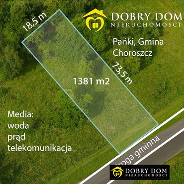 Działka 1381 m² z mediami, pod zabudowę zagrodową działka Pańki