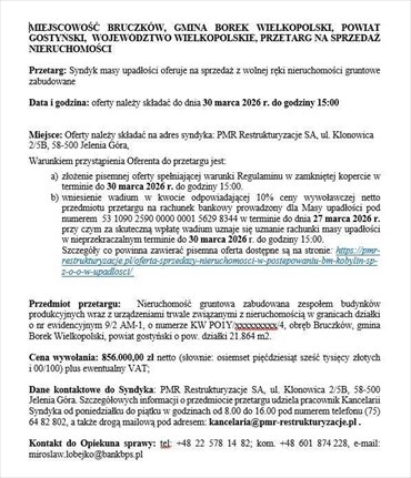 magazyn na sprzedaż 21864m2 magazyn Bruczków