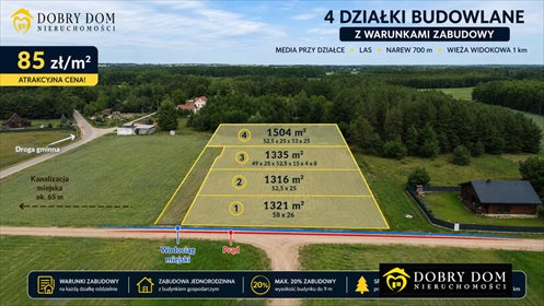 Atrakcyjne działki pod zabudowę w Górze, 1321 m² działka Góra