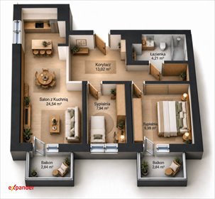 3-pokojowe mieszkanie 59,7 m² w Poznaniu (Sołacz) mieszkanie Poznań, Sołacz, Jasielska