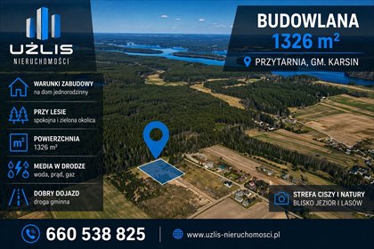 działka na sprzedaż 1326m2 działka Karsin, Przytarnia