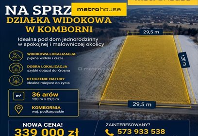 Sprzedam działkę 36 arów z widokiem na Tatry i Bieszczady działka Kombornia