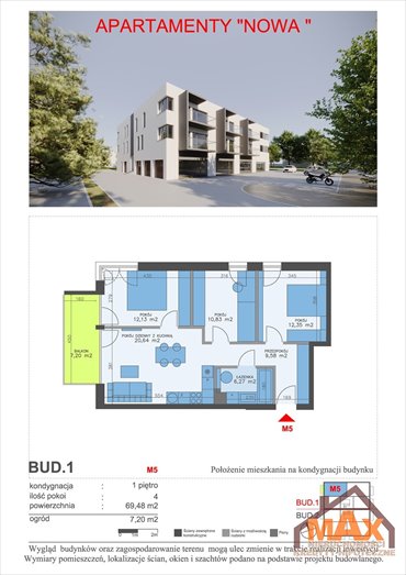 mieszkanie na sprzedaż 69m2 mieszkanie Tychy, Żwaków