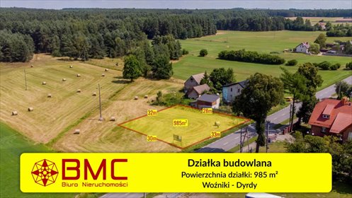 działka na sprzedaż 985m2 działka Woźniki, Dyrdy, Asfaltowa