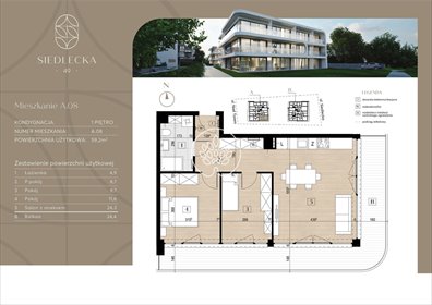 mieszkanie na sprzedaż 59m2 mieszkanie Bydgoszcz, Czyżkówko, Siedlecka