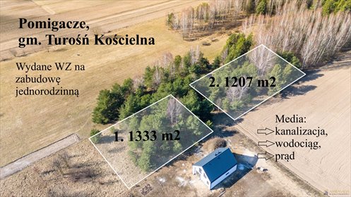 działka na sprzedaż 1207m2 działka Pomigacze