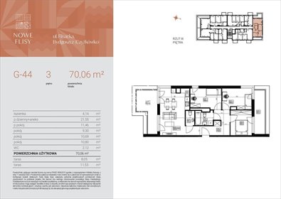 mieszkanie na sprzedaż 70m2 mieszkanie Bydgoszcz, Czyżkówko, Flisacka